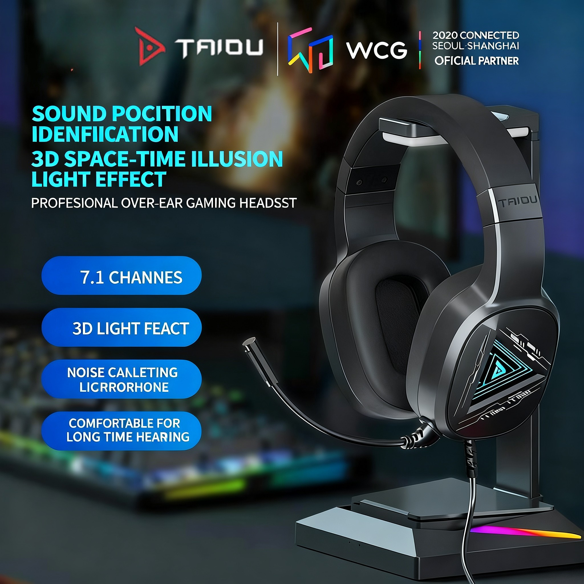 [TAIDU] Phantom 2.4G Quad-Mode Wireless Gaming Headset, Over-Ear, PC Universal, Bluetooth Gaming with Microphone THS320