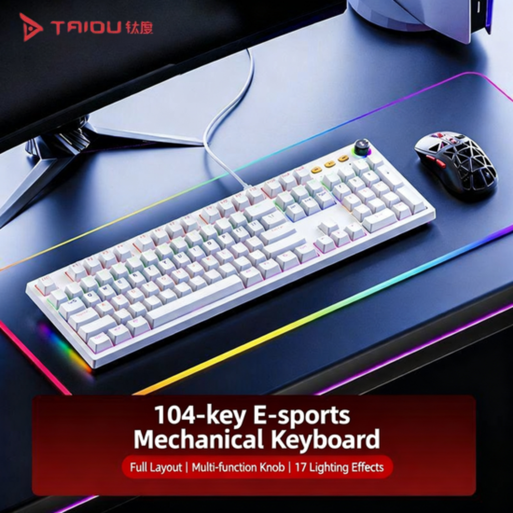 [TAIDU] KB03 Mechanical Keyboard — 82-Key, Red Switches, RGB Multi-Color Backlighting, Full-Key Rollover — Wired External Keyboard for Gaming & Office Use