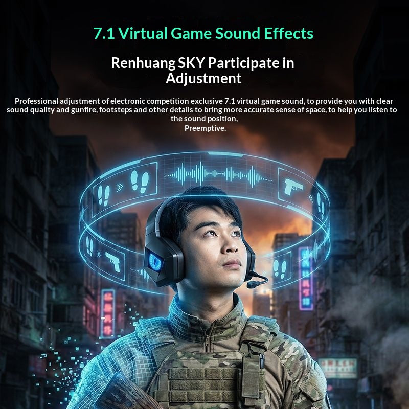 [TAIDU] Dark Eye 2.4g Wireless Gaming Headset Delta Headphones Wired Virtual