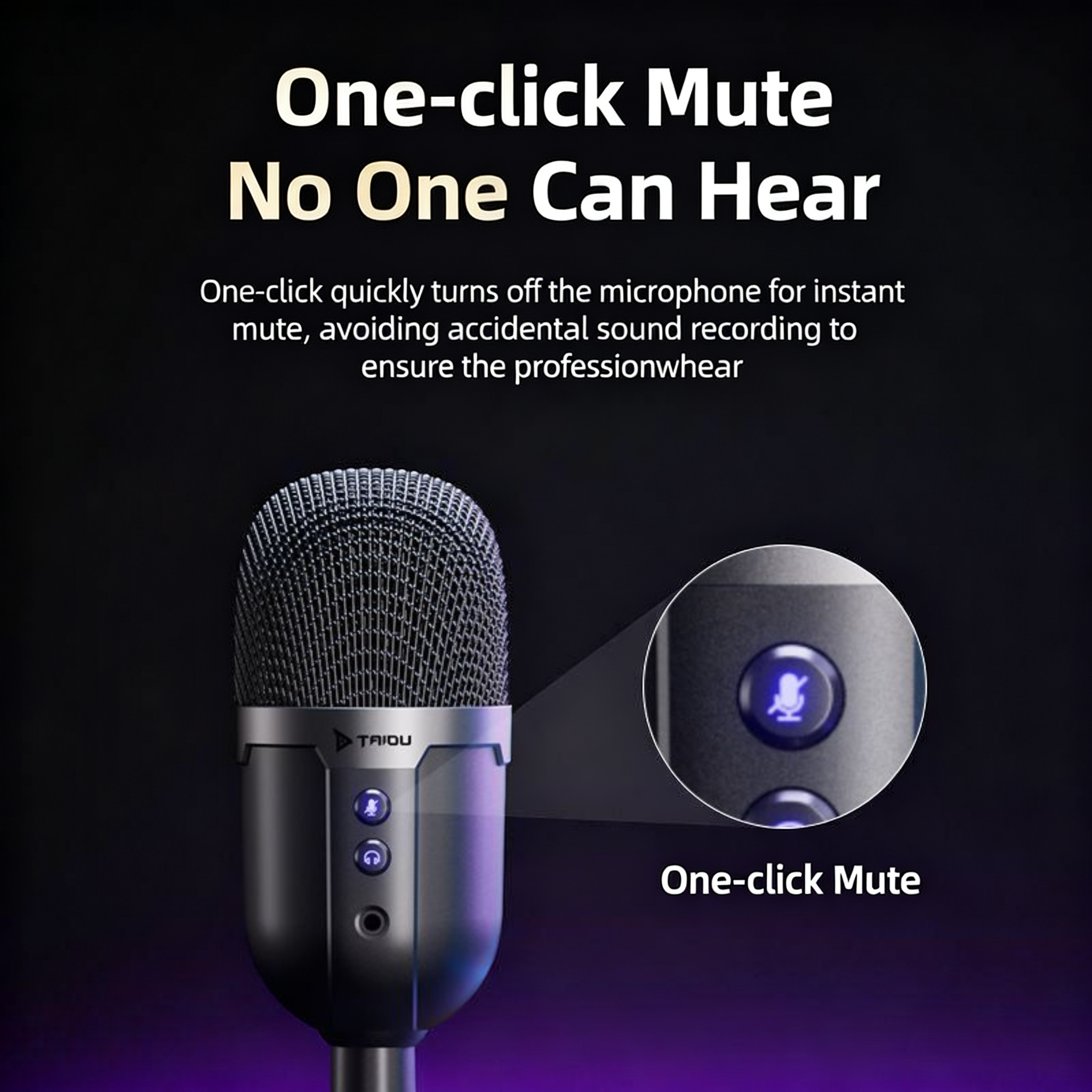 [TAIDU] 207 Desktop Microphone, New Model, Dedicated for Desktop and Laptop Live Streaming, with Monitoring Function, for Conferences and Online Classes, USB