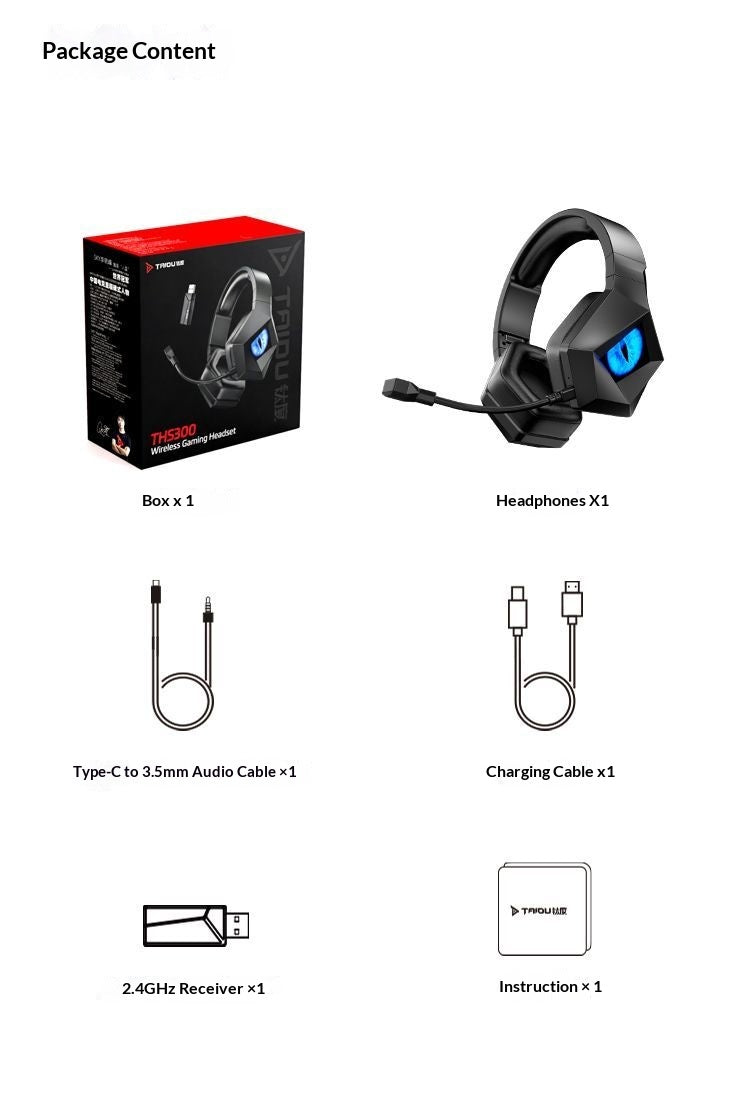 [TAIDU] Dark Eye 2.4g Wireless Gaming Headset Delta Headphones Wired Virtual