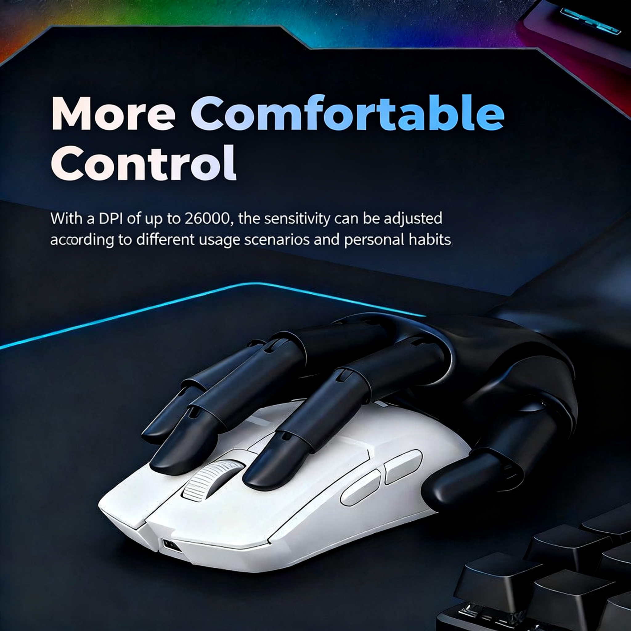 TAIDU TSG808 Lightweight 3395 Wireless Tri-Mode Gaming Mouse — Ultra-Lightweight, PUBG-Optimized, Bluetooth & 2.4G Esports Mouse