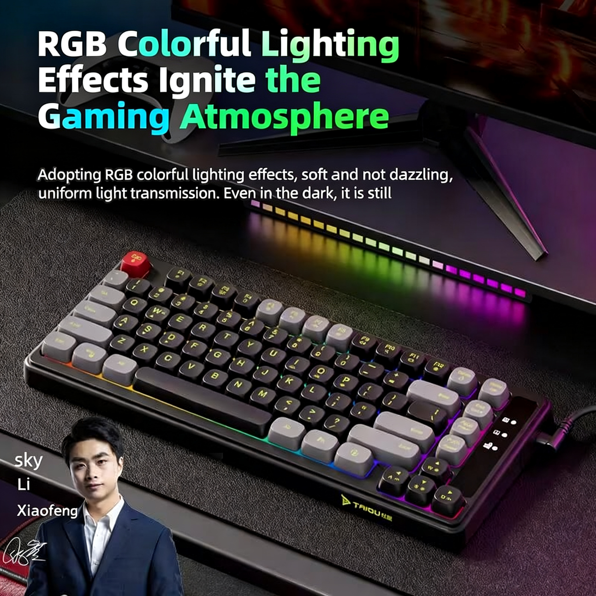 TAIDU Wired Gaming & Office Keyboard — 82-Key, Backlit, USB — Comfortable Tactile Feel — Suitable for Men, Women, Students, and Desktop Computers