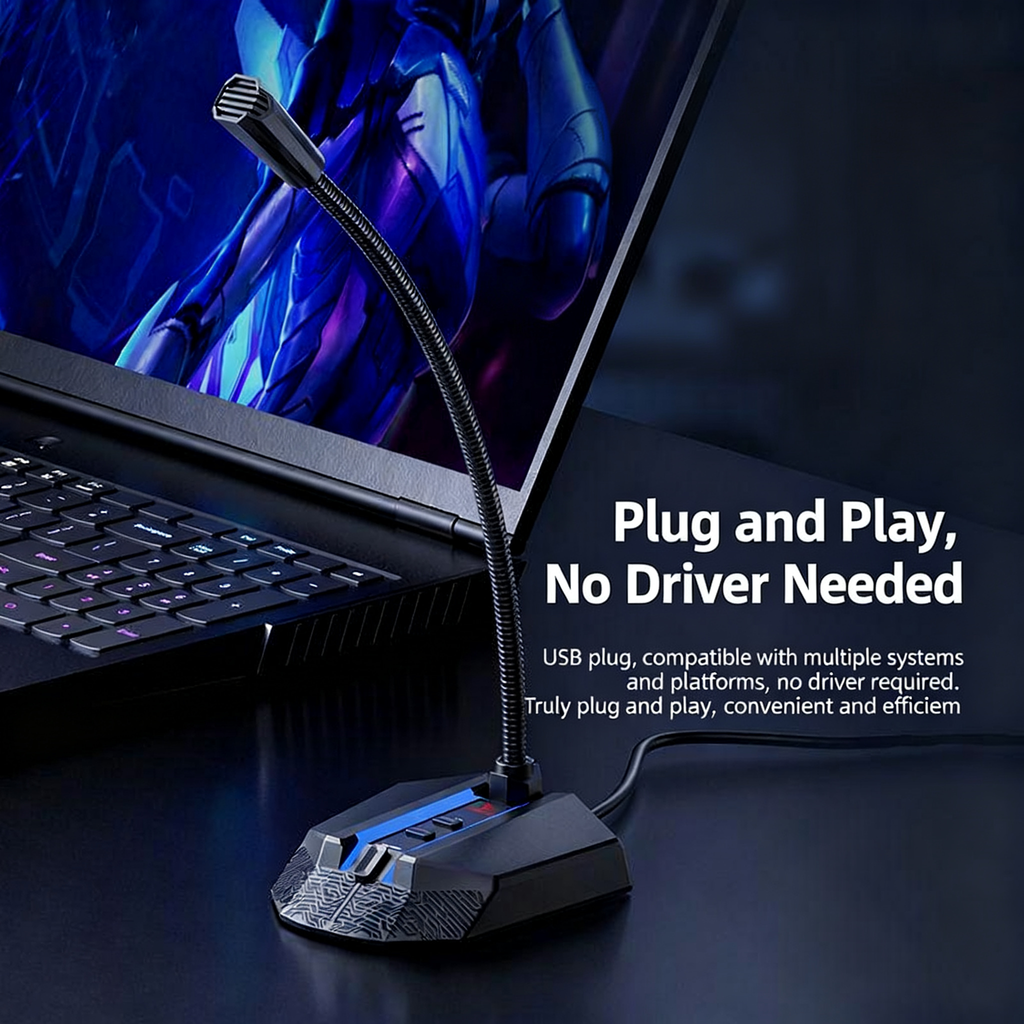 [TAIDU] TSP202 Desktop Microphone — Noise-Cancelling Mic for Gaming, Voice Chat, Live Streaming, Online Classes, Conferences, and Karaoke