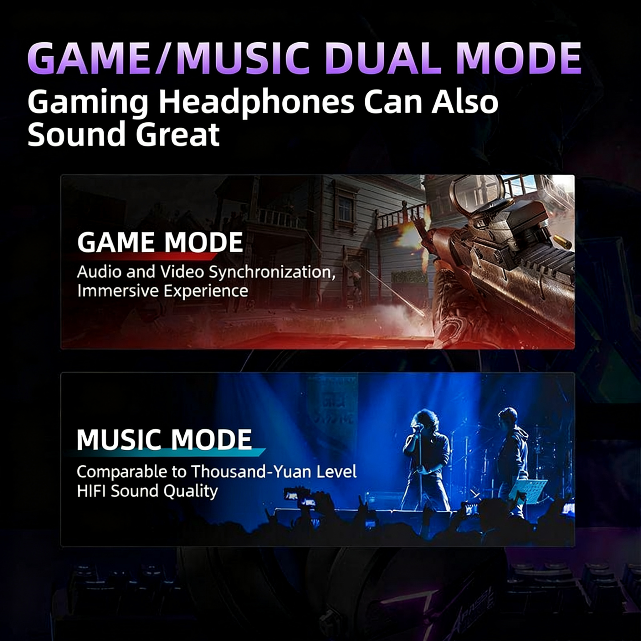 [TAIDU] THS319 Over-Ear Wireless Quad-Mode 7.1 Gaming Headset with Microphone — 2.4G & Bluetooth Connectivity (Delta Series)