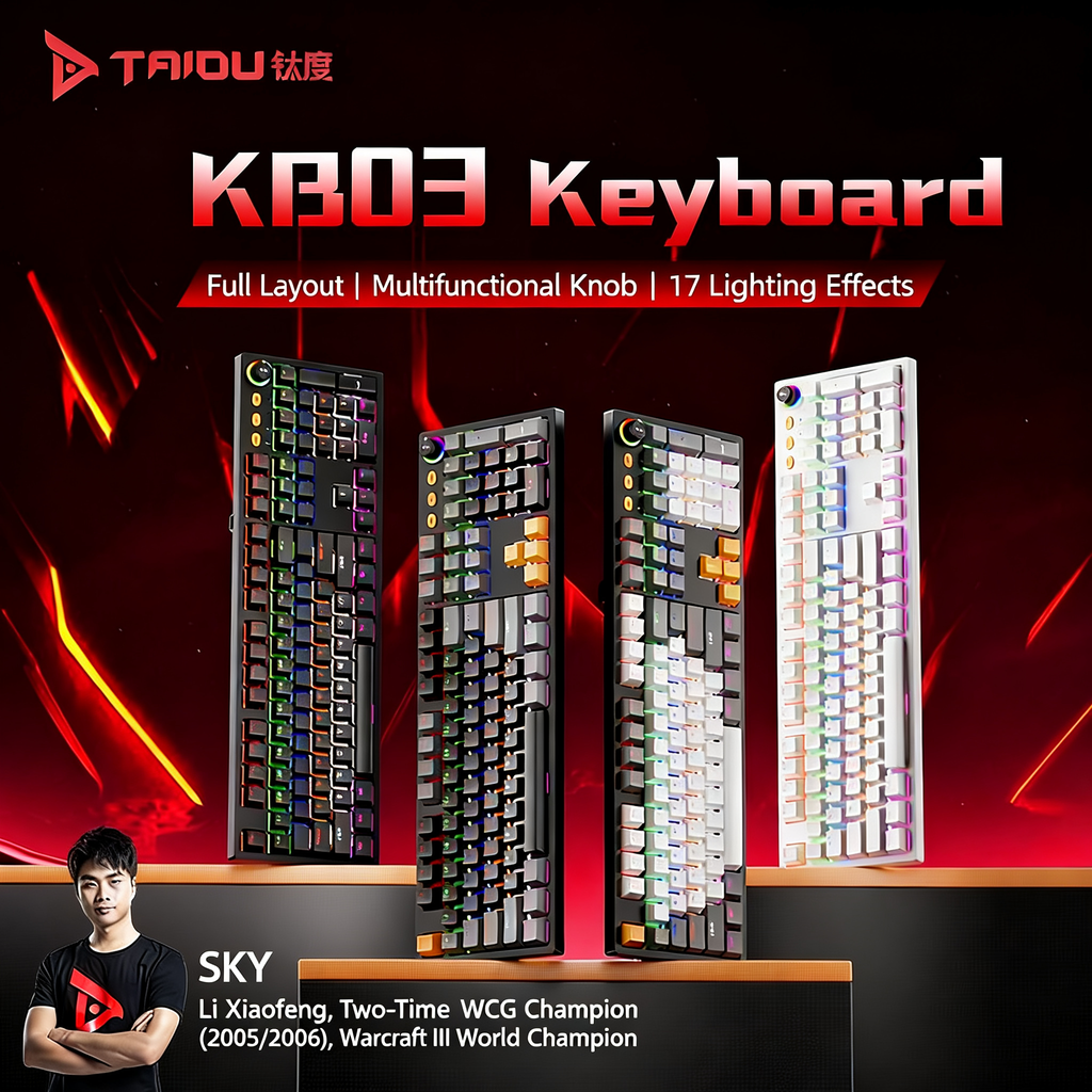 [TAIDU] KB03 Mechanical Keyboard — 82-Key, Red Switches, RGB Multi-Color Backlighting, Full-Key Rollover — Wired External Keyboard for Gaming & Office Use