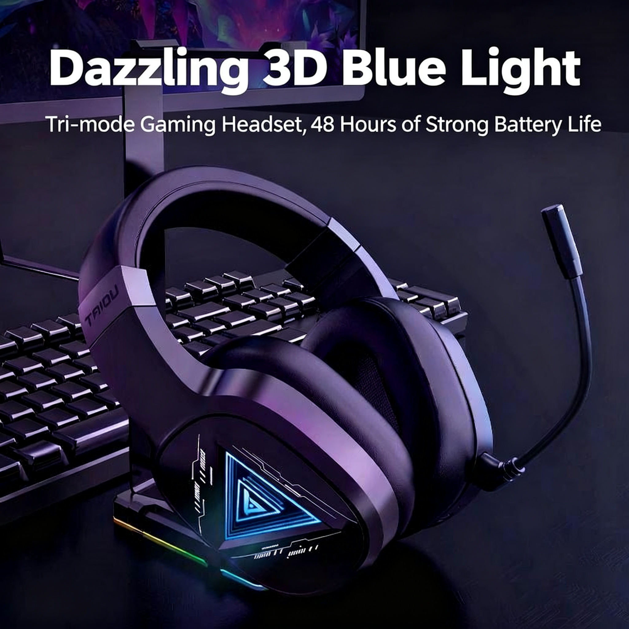 [TAIDU] Phantom 2.4G Quad-Mode Wireless Gaming Headset, Over-Ear, PC Universal, Bluetooth Gaming with Microphone THS320