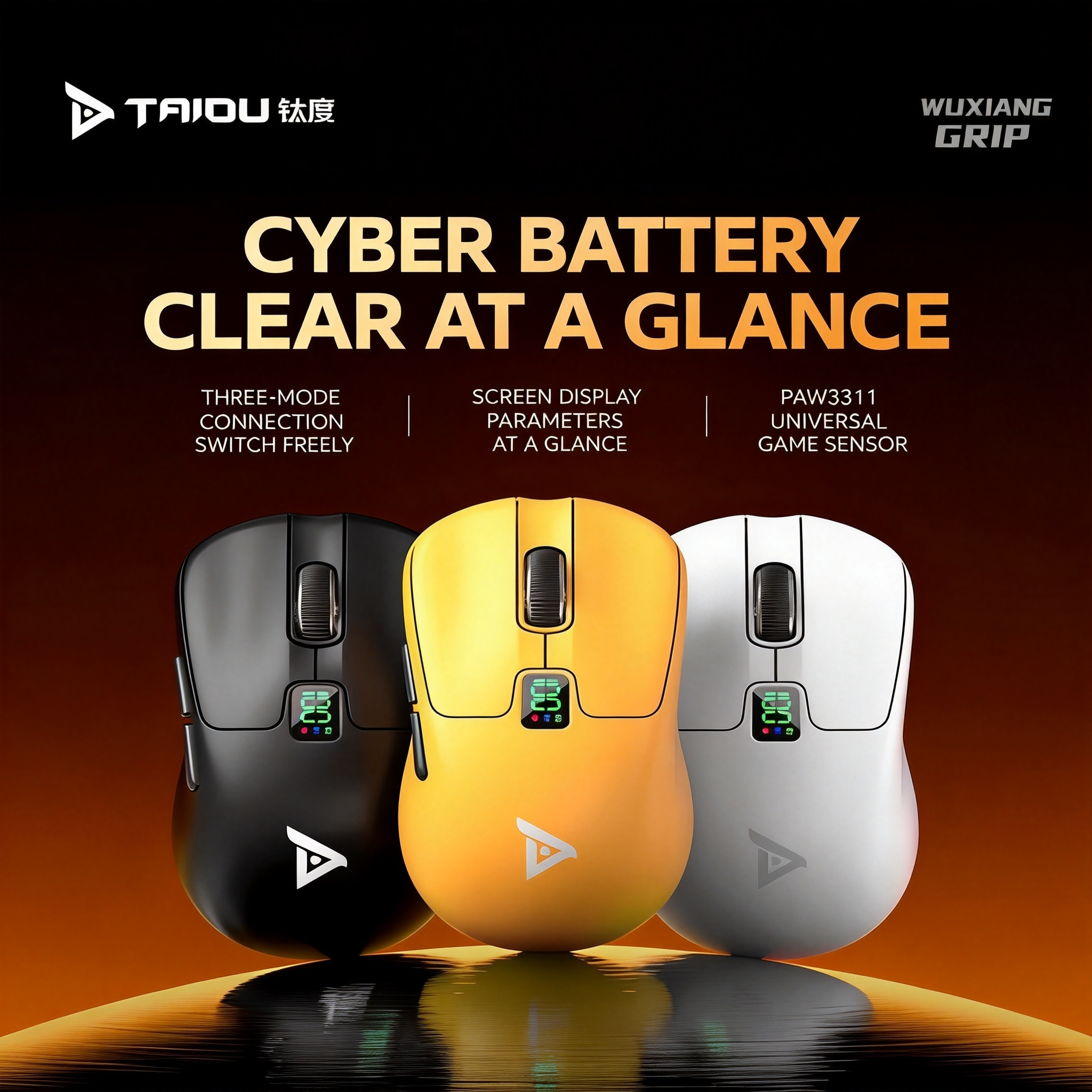 [TAIDU] 609 Series 2.4G Wireless Bluetooth Mouse, Wired, Professional Esports Gaming, Office Use, Lightweight, Digital Display